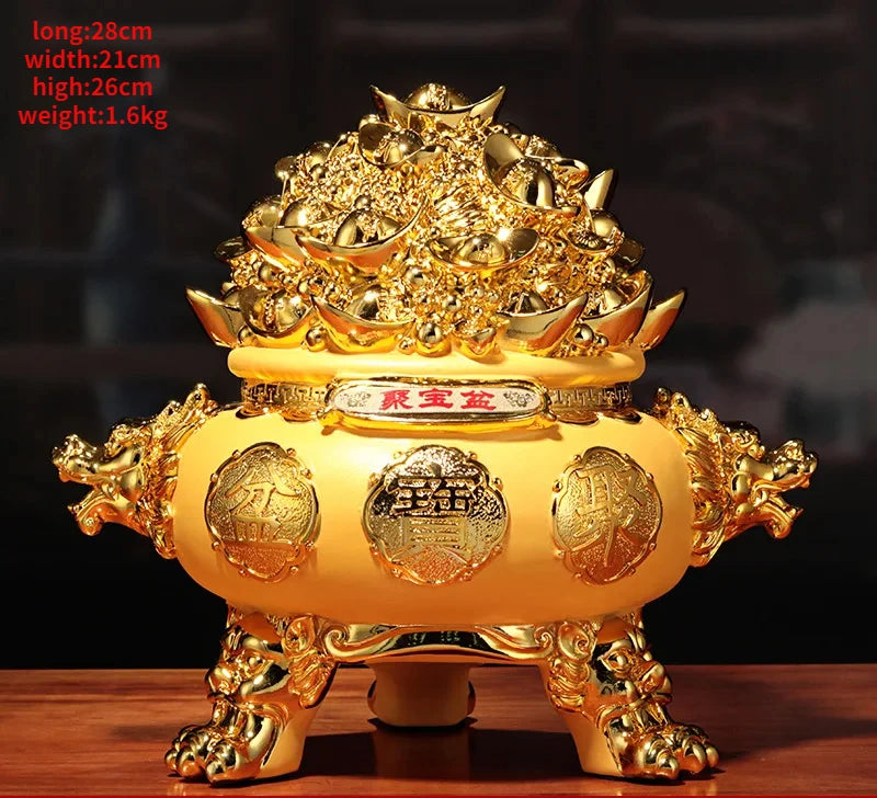Creative Sand Gold Cornucopia Attracting Wealth Living Room Office Decor Resin Crafts Business Opening Gifts