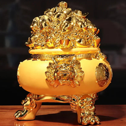 Creative Sand Gold Cornucopia Attracting Wealth Living Room Office Decor Resin Crafts Business Opening Gifts