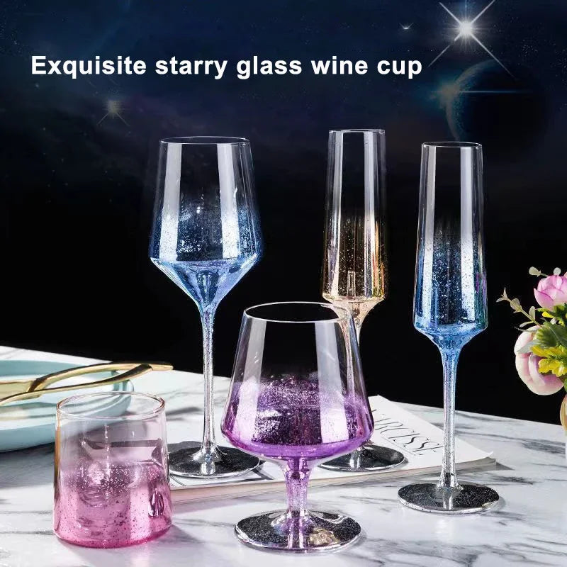 Creative Star Sky Gradient Glass Cup Wineglass Vintage Wine Glasses Luxury Glass Cups Glasses for Champagne Drinking Goblet Set