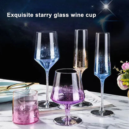 Creative Star Sky Gradient Glass Cup Wineglass Vintage Wine Glasses Luxury Glass Cups Glasses for Champagne Drinking Goblet Set