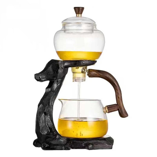 Creative Tea Set Black Deer Shape Automatic Teapot Heat-resistant Glass Kettle  Magnetic Water Diversion Coffer Maker Set
