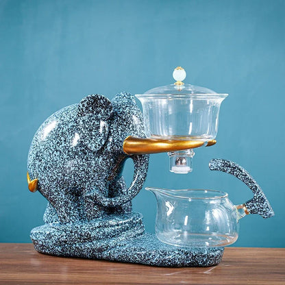 Creative Tea Set Elephant Shape Automatic Tea Set Pu'er Oolong Teapot And Cup Set Heat-resistant Glass Teapot With Base