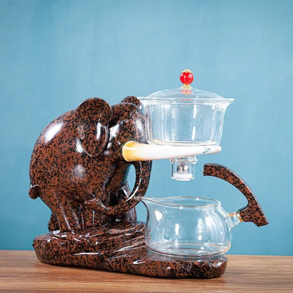 Creative Tea Set Elephant Shape Automatic Tea Set Pu'er Oolong Teapot And Cup Set Heat-resistant Glass Teapot With Base