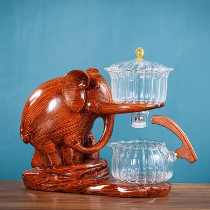 Creative Tea Set Elephant Shape Automatic Tea Set Pu'er Oolong Teapot And Cup Set Heat-resistant Glass Teapot With Base