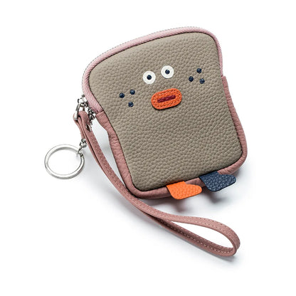 Creative Toast Coin Purses Women Leather Wrist Bag Fashion Cartoon Bread Zipper Coins Wallet Purse for Girls Carteras Para Mujer