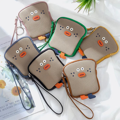 Creative Toast Coin Purses Women Leather Wrist Bag Fashion Cartoon Bread Zipper Coins Wallet Purse for Girls Carteras Para Mujer