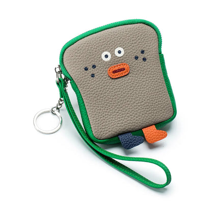 Creative Toast Coin Purses Women Leather Wrist Bag Fashion Cartoon Bread Zipper Coins Wallet Purse for Girls Carteras Para Mujer