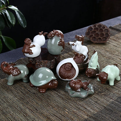 Creative Turtle Tea Pet Can Cultivate Tea Play, Zisha Little Monk Ornaments, Buddha Ru Kiln Boutique, Cattle Horses Turtles