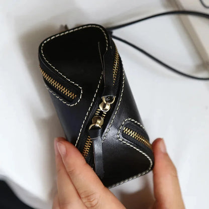 Creative Vegetable Tanned Zipper Card Retro Leather Key Case for Men and Women Coin Purse