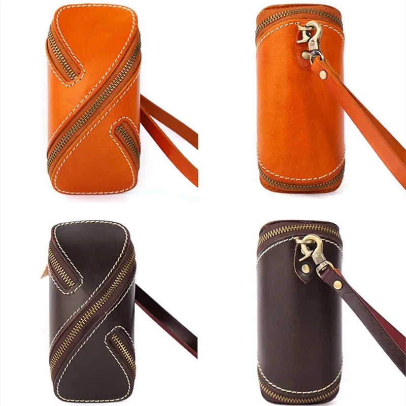 Creative Vegetable Tanned Zipper Card Retro Leather Key Case for Men and Women Coin Purse