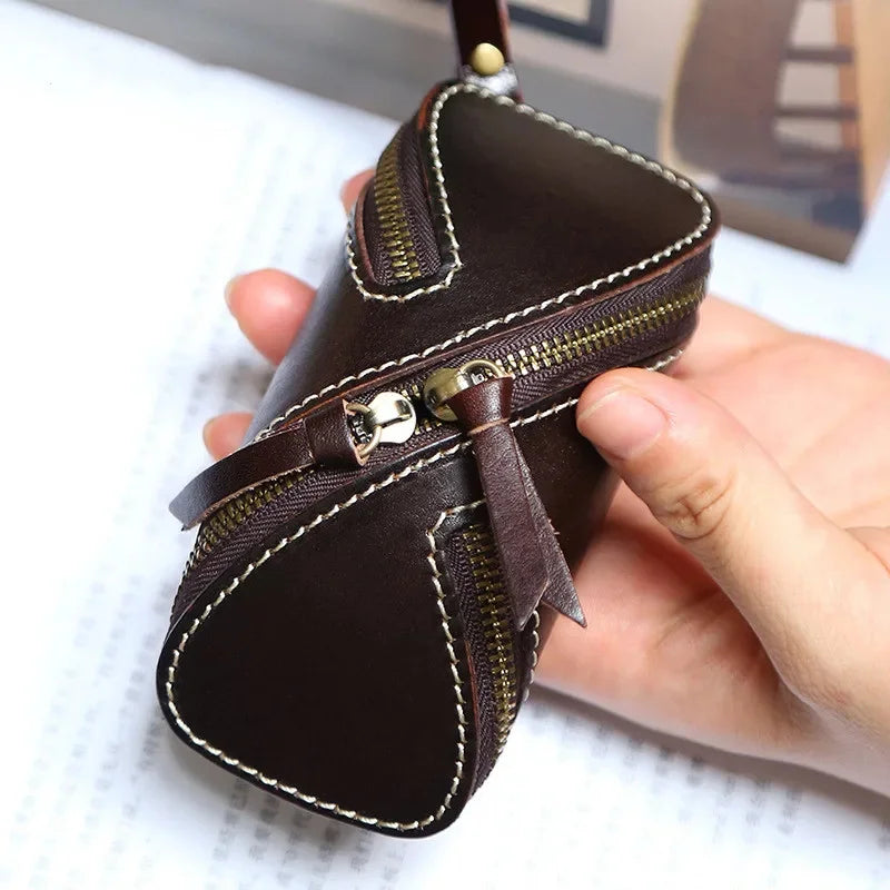 Creative Vegetable Tanned Zipper Card Retro Leather Key Case for Men and Women Coin Purse
