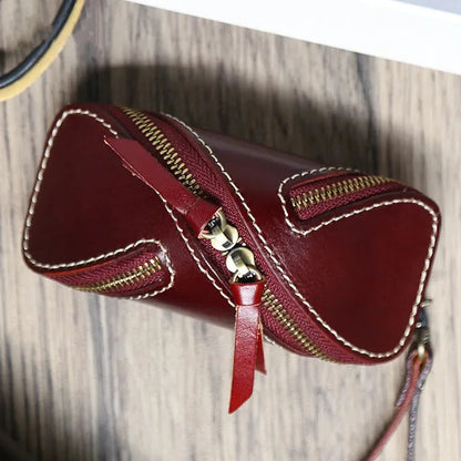 Creative Vegetable Tanned Zipper Card Retro Leather Key Case for Men and Women Coin Purse