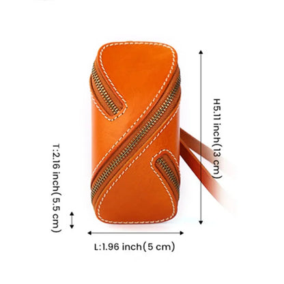 Creative Vegetable Tanned Zipper Card Retro Leather Key Case for Men and Women Coin Purse