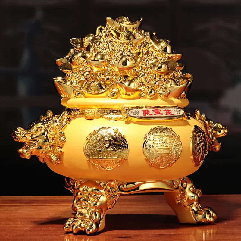 Creative Velvet Sand Gold Cornucopia Living Room Office Decor Resin Crafts Business Opening Gifts
