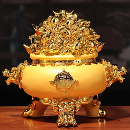 Creative Velvet Sand Gold Cornucopia Living Room Office Decor Resin Crafts Business Opening Gifts