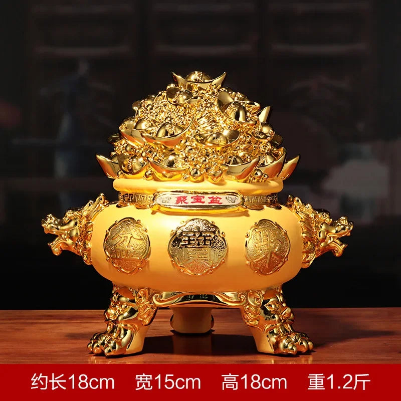 Creative Velvet Sand Gold Cornucopia Living Room Office Decor Resin Crafts Business Opening Gifts