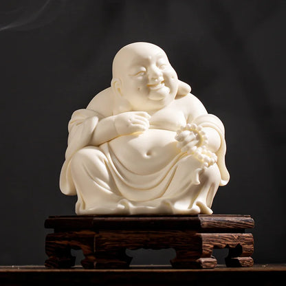 Creative White Porcelain Wealth Attracting Maitreya Buddha Statue Decorations New Chinese Style Home and Living Room Decorations