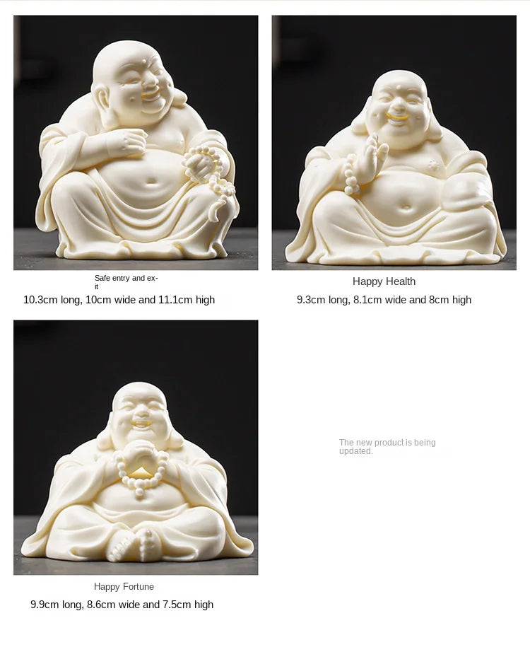 Creative White Porcelain Wealth Attracting Maitreya Buddha Statue Decorations New Chinese Style Home and Living Room Decorations