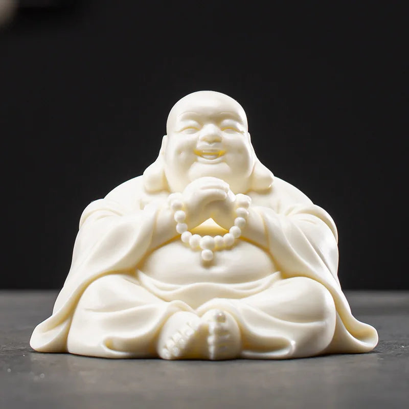 Creative White Porcelain Wealth Attracting Maitreya Buddha Statue Decorations New Chinese Style Home and Living Room Decorations