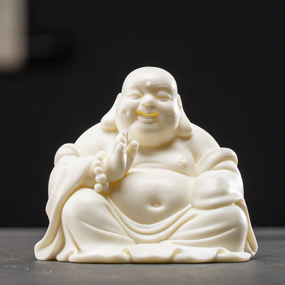 Creative White Porcelain Wealth Attracting Maitreya Buddha Statue Decorations New Chinese Style Home and Living Room Decorations