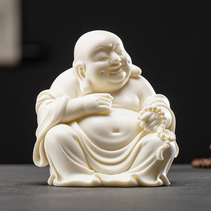 Creative White Porcelain Wealth Attracting Maitreya Buddha Statue Decorations New Chinese Style Home and Living Room Decorations