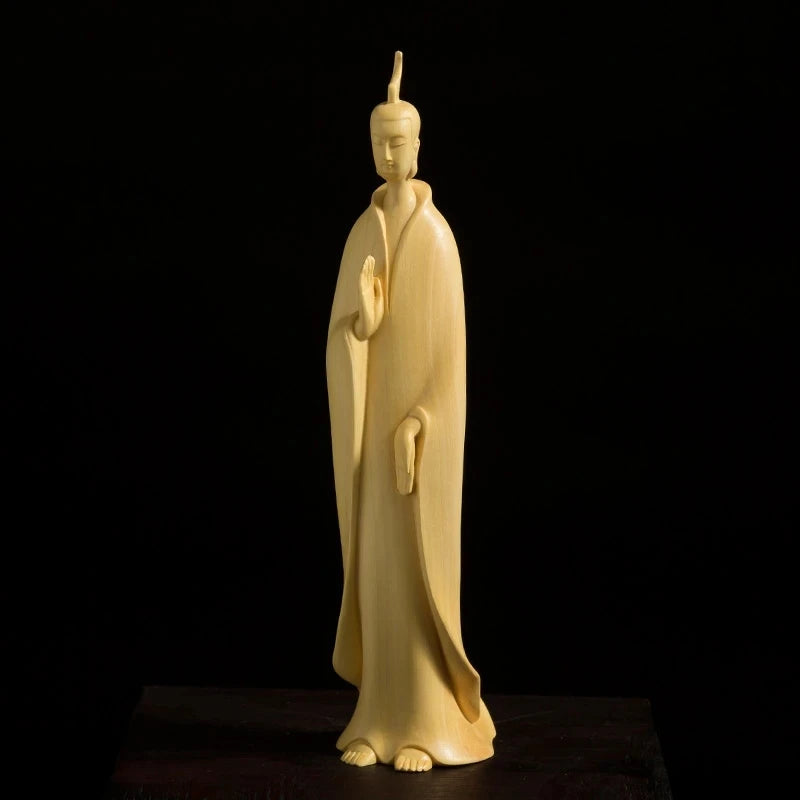 Creative Wood Carved Taoism Statue, Chinese Ornaments, Northern Wei Dynasty Buddha Room Decoration,