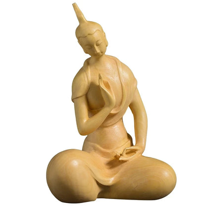 Creative Wood Carved Taoism Statue, Chinese Ornaments, Northern Wei Dynasty Buddha Room Decoration,