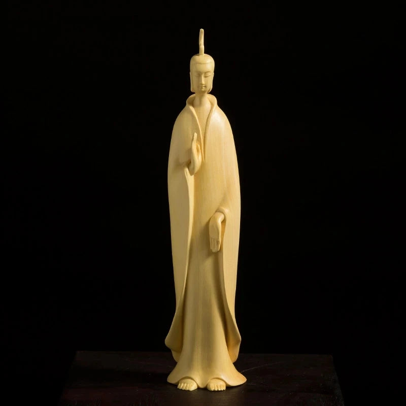 Creative Wood Carved Taoism Statue, Chinese Ornaments, Northern Wei Dynasty Buddha Room Decoration,