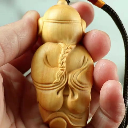Creative Wood Carving Piggy pendant  cute wood carving modern art hand engraving Backpack Keychain Car Accessories Chinese gift