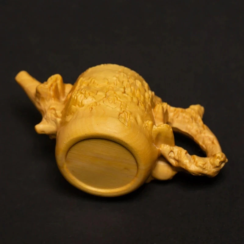 Creative Wooden Pet Carving Teapot Living Room Ornaments Lobe Boxwood Set Carving Handpiece