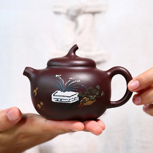 Creative Yixing Purple Clay Teapot Master Handmade Zhu Mud Tea Pot Boutique Filter Beauty Kettle Chinese Zisha Tea Set 180ml