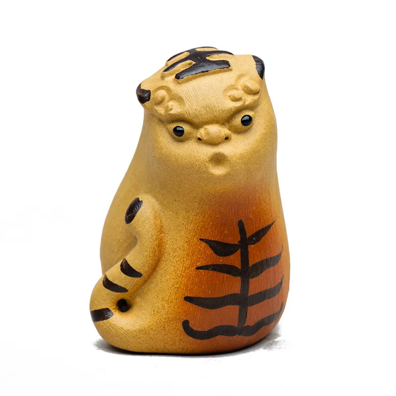 Creative Zodiac Tiger Statue Ornaments Chinese Yixing Handmade Sculpture Purple Clay Tea Pet Desktop Crafts Tea Set Decoration