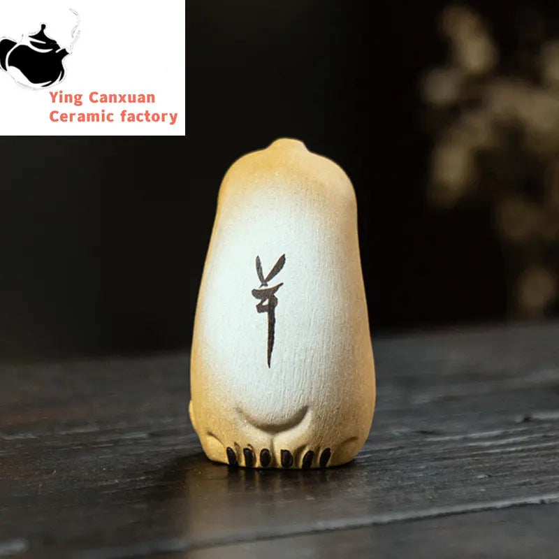 Creative Zodiac Tiger Statue Ornaments Chinese Yixing Handmade Sculpture Purple Clay Tea Pet Desktop Crafts Tea Set Decoration