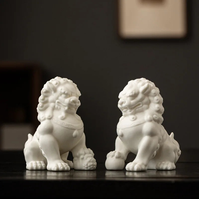 Creative ceramic lion ornaments for attracting wealth, living room, entrance, foyer decoration indoor desktop decorations