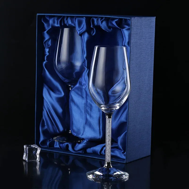 Creative gemstone Wine Glass Wedding Champagne Glasses Lover Rhinestone Wedding Glass Crystal Goblet Banquet Wedding Decoration
