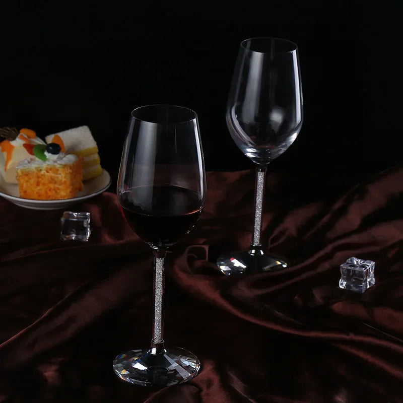 Creative gemstone Wine Glass Wedding Champagne Glasses Lover Rhinestone Wedding Glass Crystal Goblet Banquet Wedding Decoration