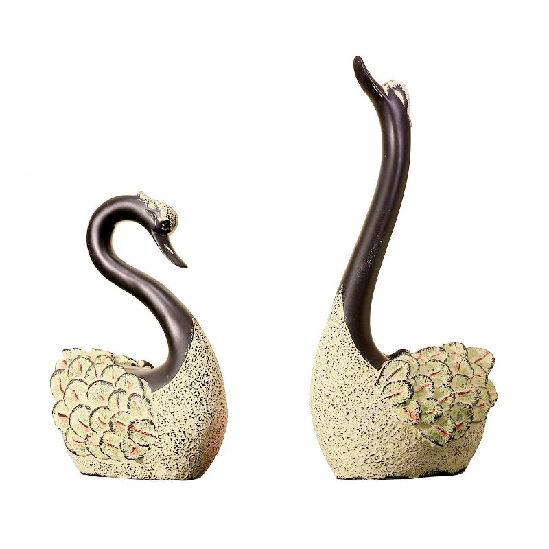 Creative gift pair of art black swan decorations home decoration