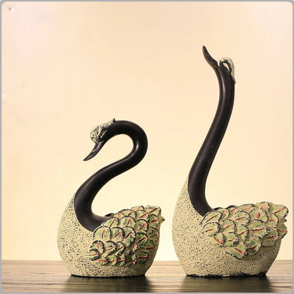 Creative gift pair of art black swan decorations home decoration