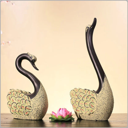 Creative gift pair of art black swan decorations home decoration