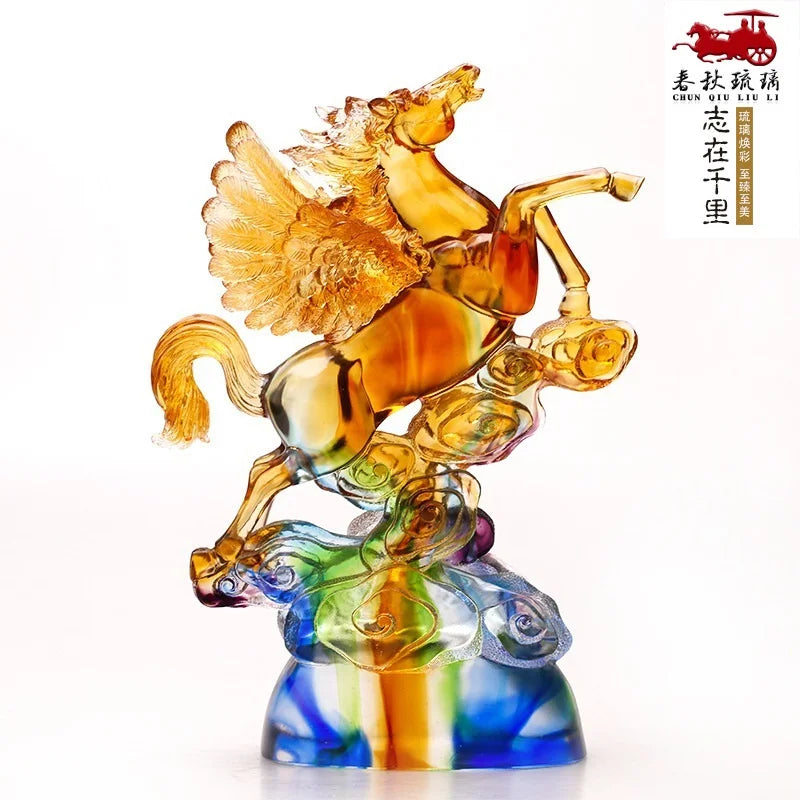 Creative glass ornaments Pegasus Home Business Office Decorations Ambition horse