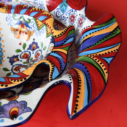 Creative hand-painted ceramic dish home kitchen tableware fish-shaped salad dessert cake bowl cute home fruit decoration plate
