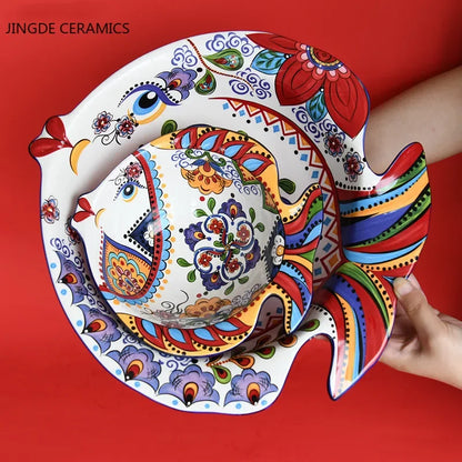Creative hand-painted ceramic dish home kitchen tableware fish-shaped salad dessert cake bowl cute home fruit decoration plate
