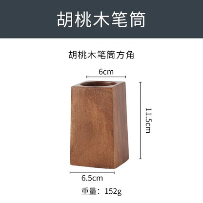 Creative home whole wood walnut wood retro wooden pen holder modern minimalist log office desktop stationery storage