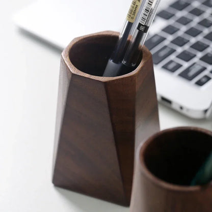 Creative home whole wood walnut wood retro wooden pen holder modern minimalist log office desktop stationery storage