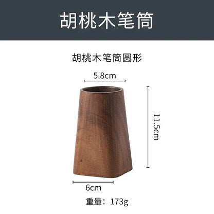Creative home whole wood walnut wood retro wooden pen holder modern minimalist log office desktop stationery storage