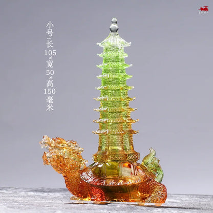 Creative nine-story Wenchang Tower home decoration ornaments Coloured glaze dragon turtle Wenchang Pagoda ornament