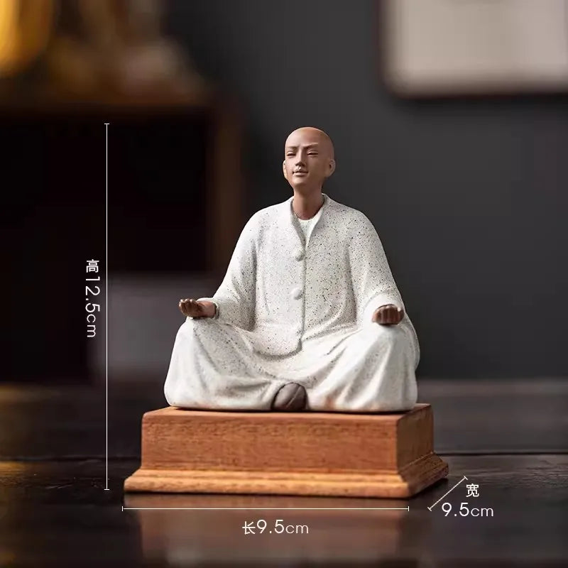 Creative small monk ornaments, ceramic figure sculptures, Zen study, tea room, tea table tabletop decoration, handicrafts
