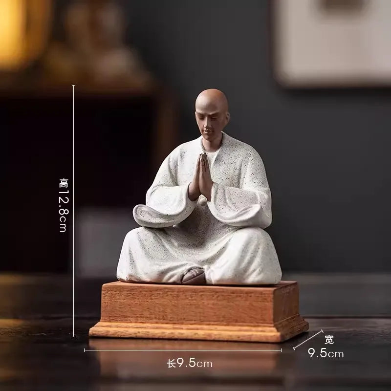 Creative small monk ornaments, ceramic figure sculptures, Zen study, tea room, tea table tabletop decoration, handicrafts