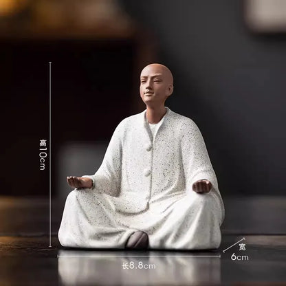 Creative small monk ornaments, ceramic figure sculptures, Zen study, tea room, tea table tabletop decoration, handicrafts