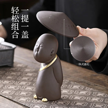 Creative tea leak tea filter household purple sand tea pet tea table small ornaments tea filter bucket hat tea filter